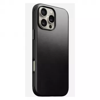 Mobiiltelefoni ümbris Nomad Modern Leather ümbris iPhone 16 Pro Max jaoks, 6,9 tolli (17,5 cm), must, nahk+PC+TPU