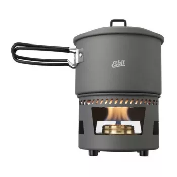 Pot ESBIT Cookset piiritusepõletiga, Alumiinium 1,5 L, Ø15,4 cm, K115 mm, Must