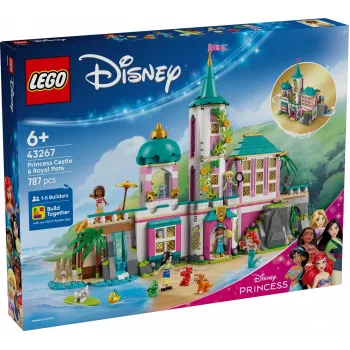 LEGO Disney Princess Castle and Royal Pets ehituskomplekt 43267 — 787 osa, 5 minifiguuri, vanus 6+, 320×460×100 mm