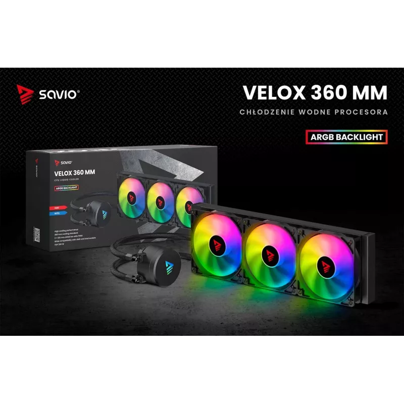 SAVIO VELOX 360mm protsessori vedelikjahuti ARGB-ga