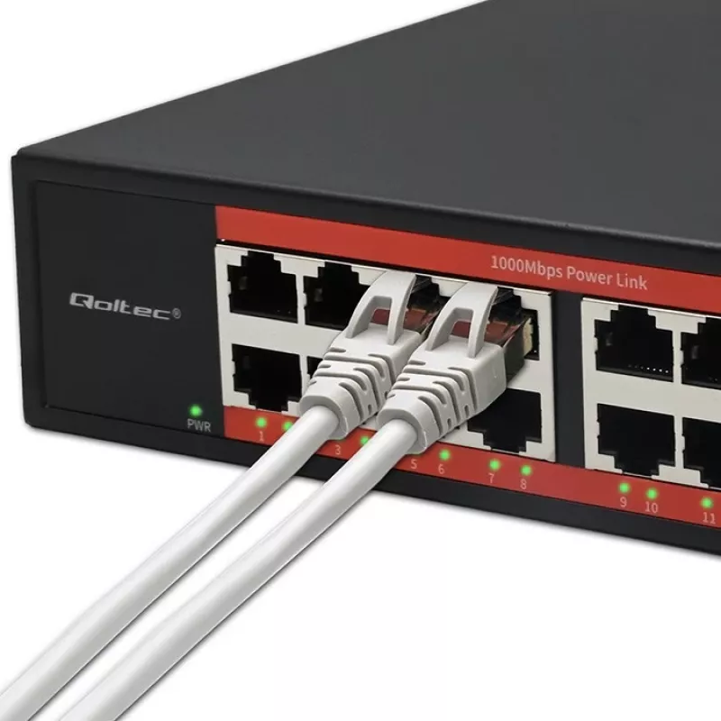 Võrgukommutaator QOLTEC 52364 — Gigabit Ethernet PoE 16xRJ45, 2xSFP