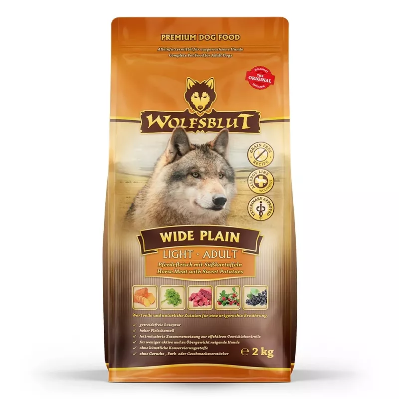 WOLFSBLUT Wide Plain Light Horse bataatidega - kuiv koeratoit - 2kg