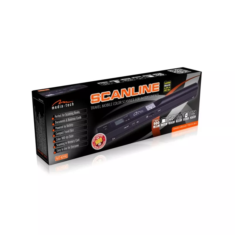Pliiats-skanner MEDIA-TECH MT4090, must, LED-ekraan, USB 2.0, MicroSD, AAA patarei