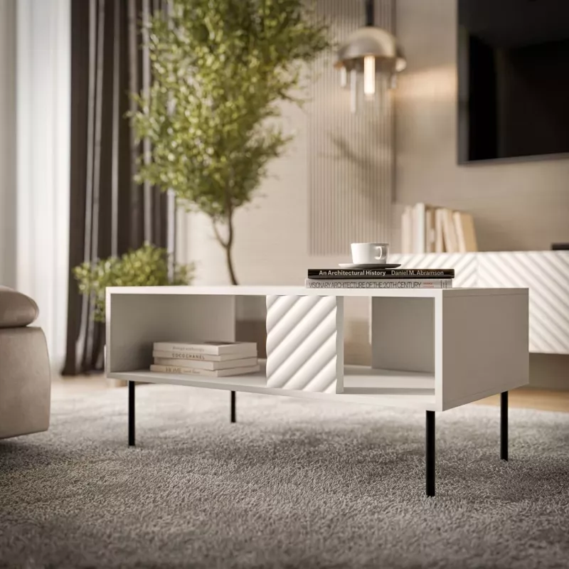 Kohvilaud Cama Meble LUCCA 100 x 55 x 46 cm, ristkülikukujuline valge