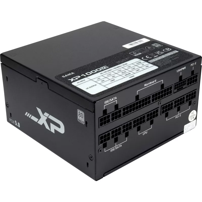 SAMA XPH-1000A, arvuti toiteplokk 1x 12-kontaktiline suure võimsusega GPU, 3x PCIe, kaablihaldus, 1000 vatti