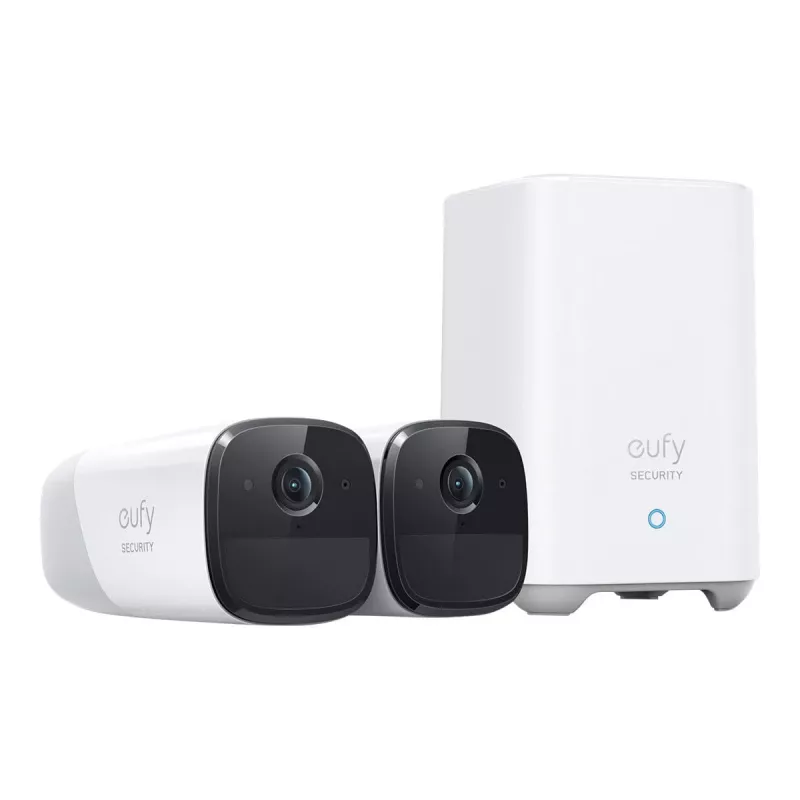 Eufy Security, eufyCam 2 Pro juhtmevaba koduturvakaamerate süsteem, 365-päevane aku tööiga, HomeKit ühilduvus, 2K eraldusvõime, IP67 ilmastikukindel, öövaatlus, 2-kaamera komplekt, ilma kuutasuta