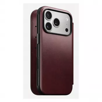 Mobiiltelefoni ümbris Nomad Modern Leather Folio Apple iPhone 17 Pro jaoks, 6,3 tolli (16 cm), nahk, burgundia