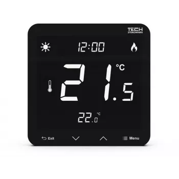 Juhtmega kaheolekuline ruumitermostaat ST-297z v3 Tech Controllers – süvistatav, must
