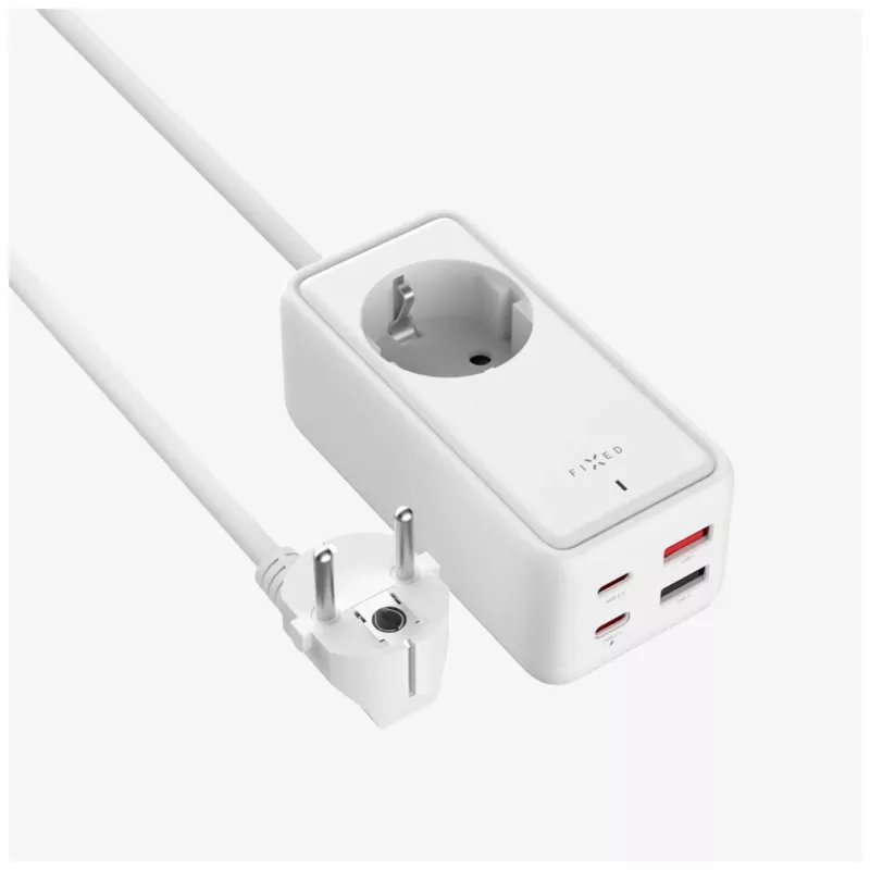 Toitepikendusadapter FIXED FIXCS65-1.5-WH 2× USB-C PD 65W ja 2× USB-A pordiga