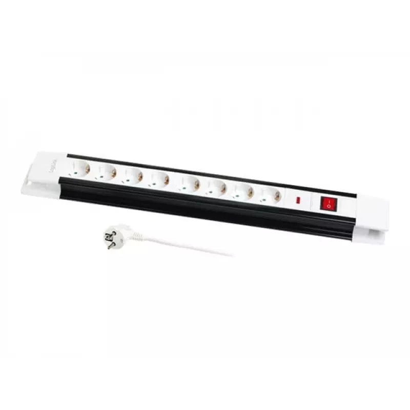 Pikendusjuhe LogiLink LPS207 3m 8 vahelduvvoolu pistikupesa must valge