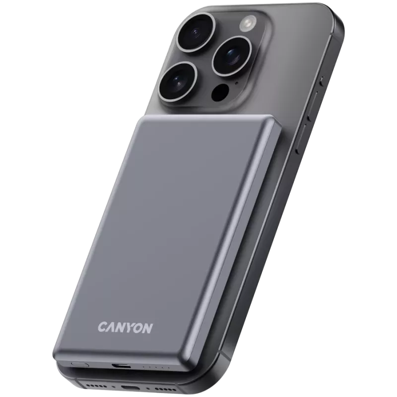 Canyon OnPower 505 - Powerbank - 5.000 mAh - USB-C sisend - USB-C PD 20W väljund + juhtmeta magnet 1