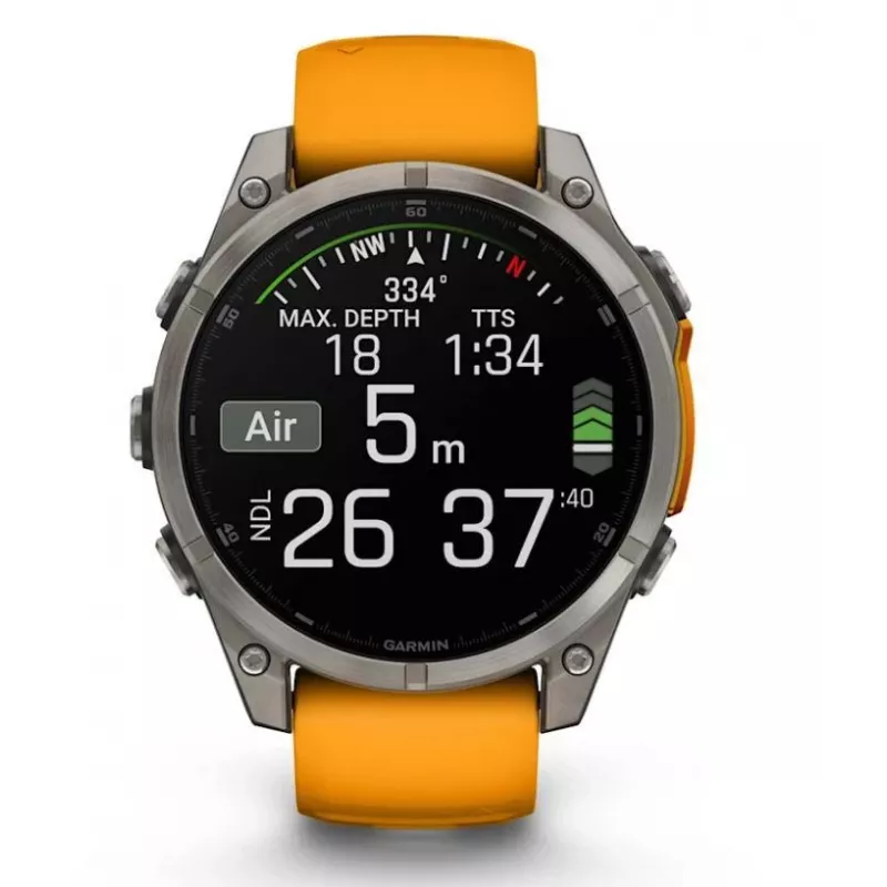 Garmin fenix 8 3.56 cm (1.4) AMOLED 47 mm Digitaalne 454 x 454 pikslit Puuteekraan Grafiit Wi-Fi GPS (satelliit)