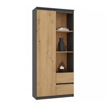 Top e Shop RS-80 BILY kontoriraamatukapp, antratsiitraam, tammepuust uks, 7 riiulit, 2 sahtlit, 1800×800×350 mm