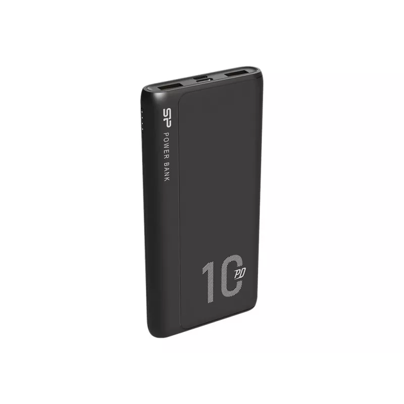 Kaasaskantav laadija Silicon Power QP15 10000 mAh, LiPo, 2x USB-A + 2x USB-C, Micro-USB sisend, must
