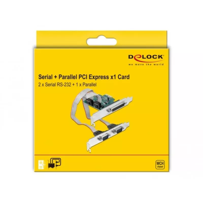 DeLOCK - Adapter Parallel/Serial - PCIe 1.1 Low-Profile - paralleel x 1 + jada x 2 (90413)