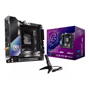 Emaplaat ASRock Phantom Gaming Z890I Nova WiFi — Intel Z890, LGA 1851, mini ITX, DDR5, 2x M.2, Wi‑Fi 6E/7, 5Gb LAN, Thunderbolt