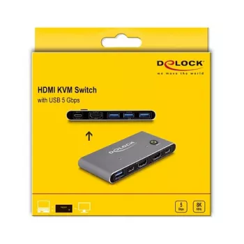 DeLOCK HDMI KVM lüliti 8K 60 Hz, USB 5 Gbps