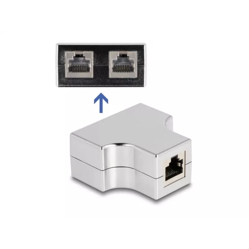 DeLOCK RJ45 Splitter T-adapter 1 x RJ45 pesa – 2 x RJ45 pesa Cat.5e STP