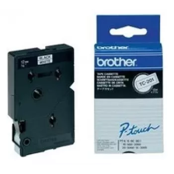 Brother Gloss Laminated Labelling Tape - 12mm, Must/Valge, 10-pk label-making tape TC