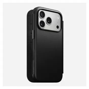 Mobiiltelefoni nahast foliokaas Nomad Modern Leather Folio Cover iPhone 17 Pro jaoks, 16 cm (6,3 tolli), must, 4 kaarditaskuga
