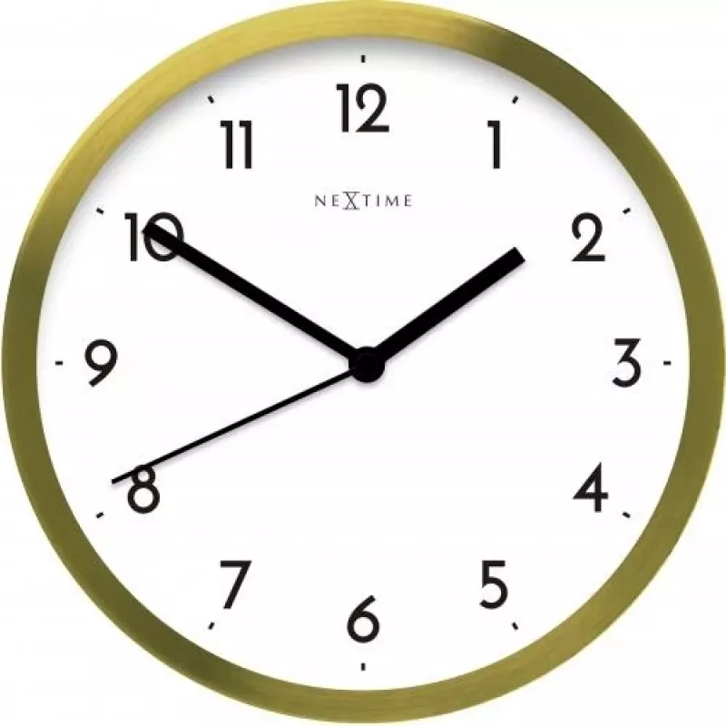 NeXtime kell 2523gw araabia numbritega, Ø44 cm, seinakell, kuld/valge