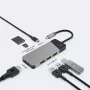USB Type‑C jaotur roheline Cell HUBGC01 — 7 porti: 3×USB‑A 3.2 Gen 1, 1×USB‑C 3.2 Gen 1, HDMI, microSD+SD mälukaardilugeja — hõbedane