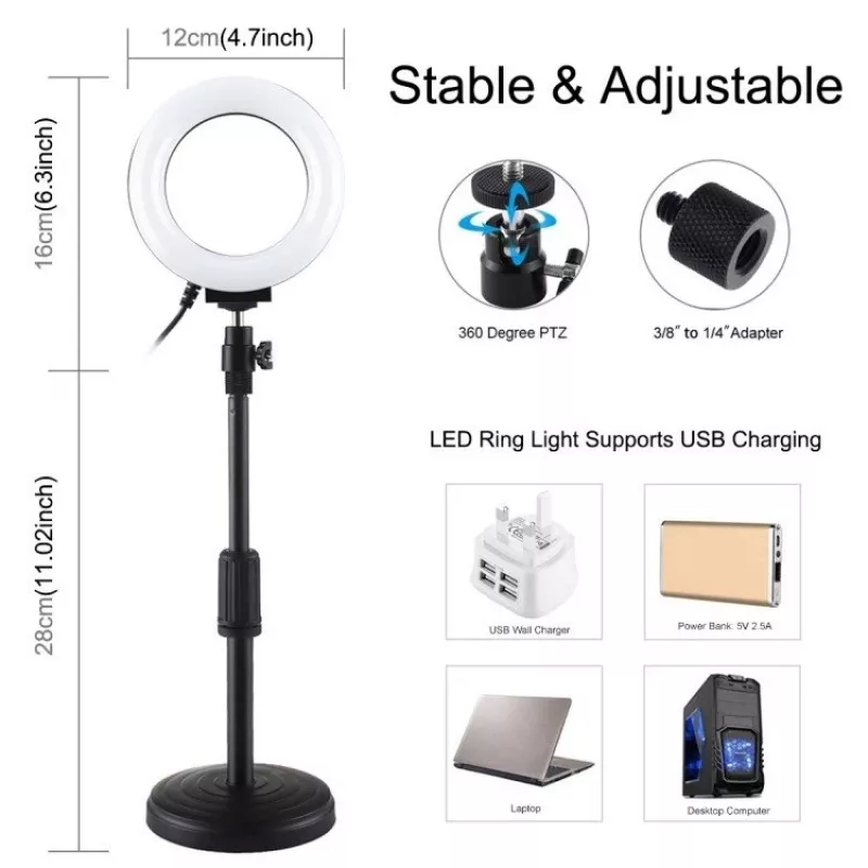 Ring-LED-lamp Puluz reguleeritava alusega PU391