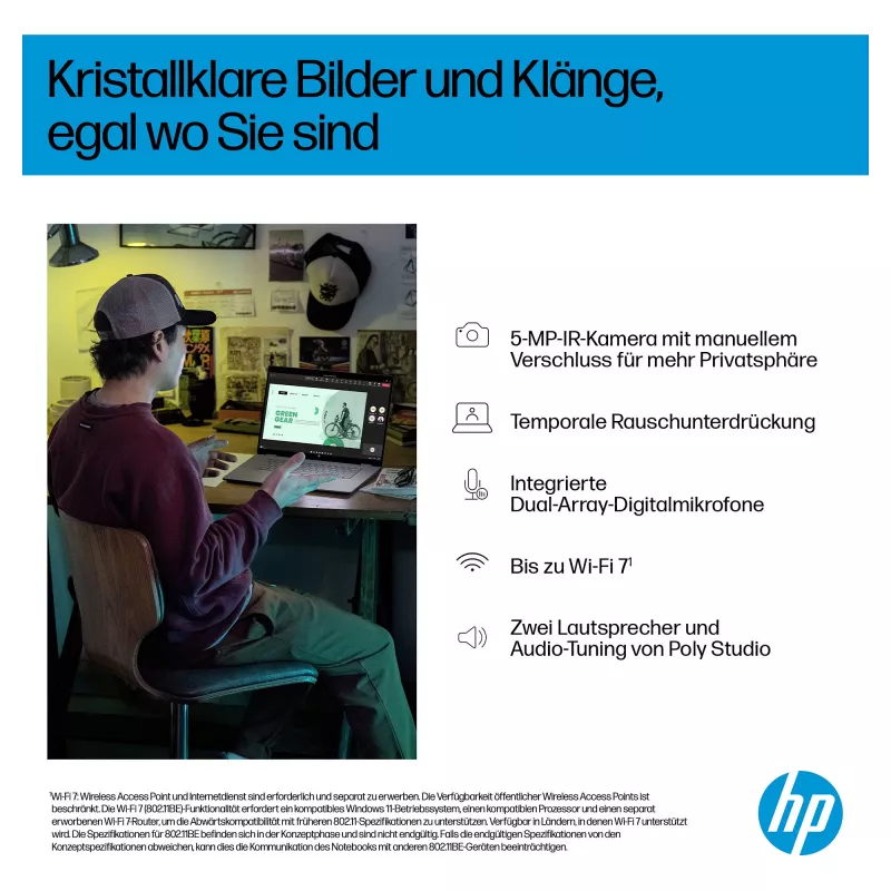 HP OmniBook BZ8L0EA 16 sülearvuti - 5 GHz 40,6 cm - 1 TB SSD - 32 GB RAM - puuteekraan - Windows 11 Home (BZ8L0EA#ABD)
