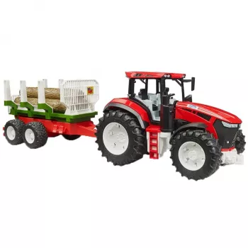 BRUDER puidutraktor koos haagisega BR-03453 – mehaaniline mänguasi, ühildub Bruderi figuuridega