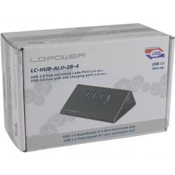LC Power LC-HUB-ALU-2B-4 – jaotur – 3 x SuperSpeed USB3.0 + 1 x SuperSpeed USB3.0 (laadimine) – lauaarvuti (LC-HUB-2B-4)