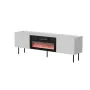 TV-kapp cama meble LUCCA 180x40x59 cm, valge pealispind ja raam, must elektriline kamin