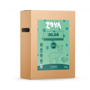 Kuiv koeratoit ZOYA ColdPRO Deer 3 kg — täiskasvanud koertele, piiratud koostisosadega hirveliha retsept, 26% valku, 9,5% rasva