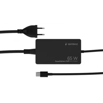 Cablexpert NPA-AC-PDQC65-01 65 W PowerDelivery GaN USB Type-C kiirlaadija, must