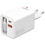 Siselaadne USB-C/USB-A kiirlaadija 4smarts 541065 — universaalne vahelduvvool 100–240 V, max 20 V, 0,7 m kaabel, valge