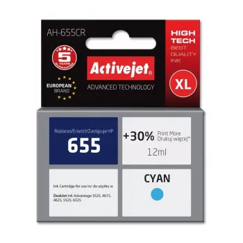 Tindikassett ActiveJet AH-655CR ühilduv HP-le, tsüaan, High (XL) tootlus, 12 ml, värvipõhine tint