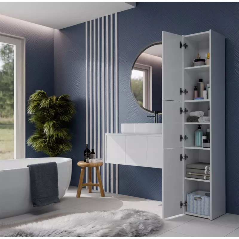 Vannitoa hoiukapp top e shop S33 BIEL — eraldiseisev, valge, 6 riiulit, 300×300×1700 mm