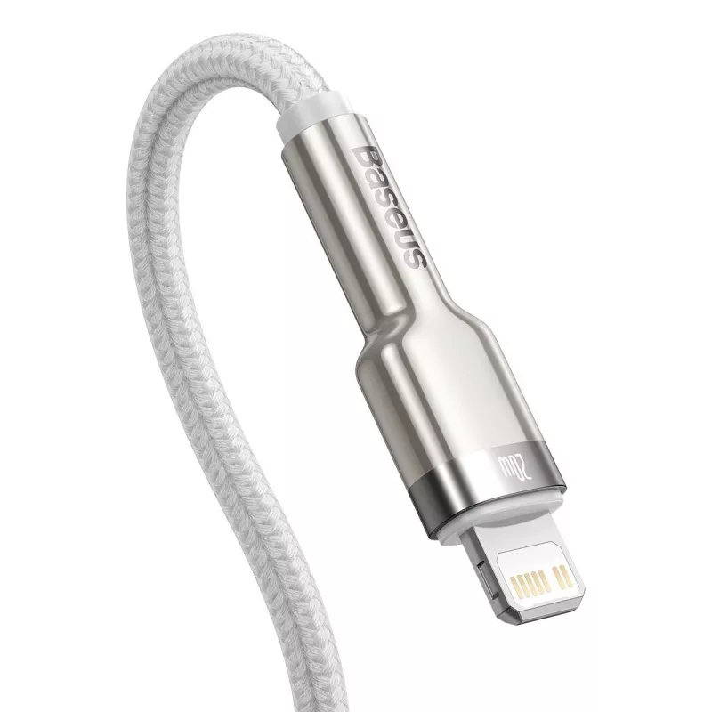 USB-C–Lightningi kaabel Baseus Cafule 1 m, 20 W, tsinkkestaga, valge