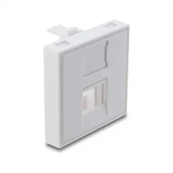 Snap-in 45×45 mm Keystone'i mooduli kate DELOCK Easy 45 1 pordile, ABS, valge, tolmukorgiga