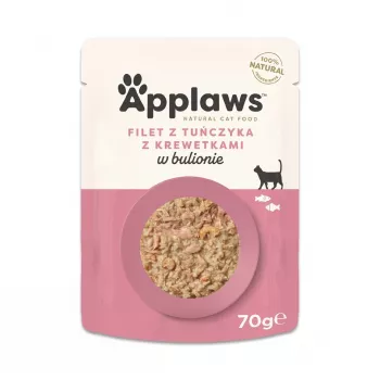 Applaws tuunikalafilee krevettidega puljongis, märgtoit kassidele, 70 g