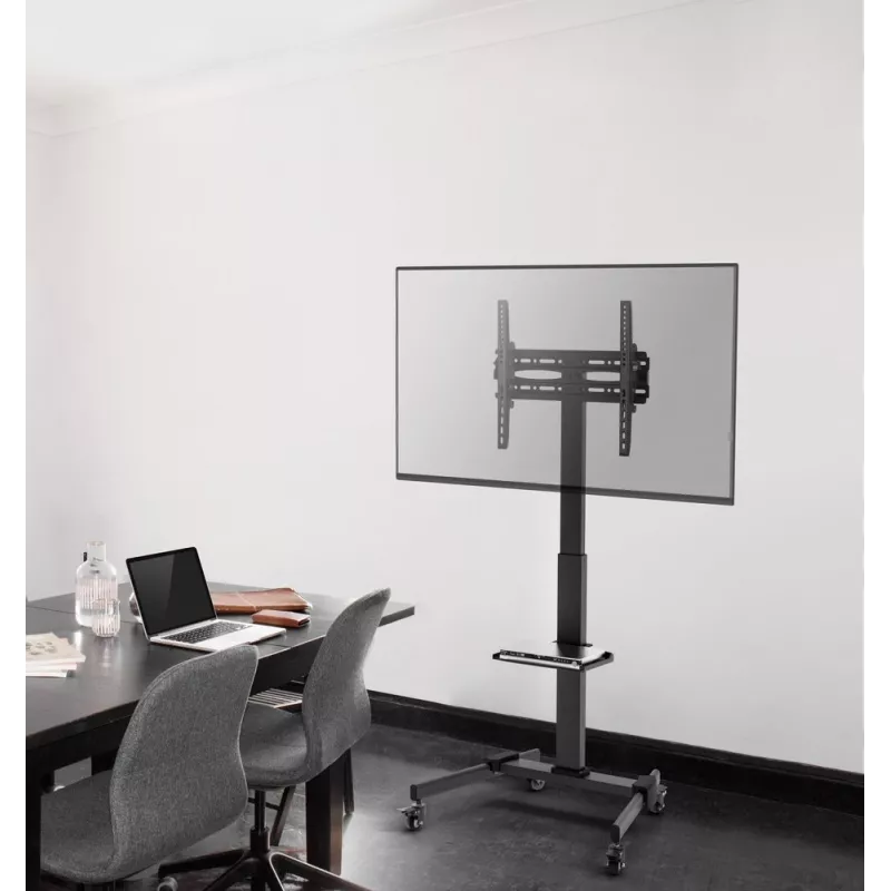 TV-alus GEMBIRD TVS-55T-01 32–55-tollistele teleritele, teras, kõrgusreguleeritav VESA 100x100–400x400, kallutus, rattad, max koormus 35 kg