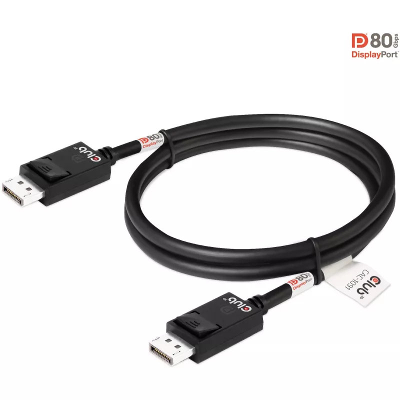 CLUB3D DisplayPort 2.1 Bi-Directional VESA DP80 Certified kaabel 4K240Hz, 8K60Hz or 10K30Hz M/M 1.2m/3.94ft