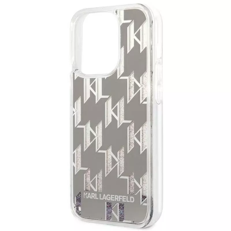 Karl Lagerfeld KLHCP14XLMNMS iPhone 14 Pro Max 6.7 kõva kate hõbedane / hõbedane Liquid Glitter Monogram