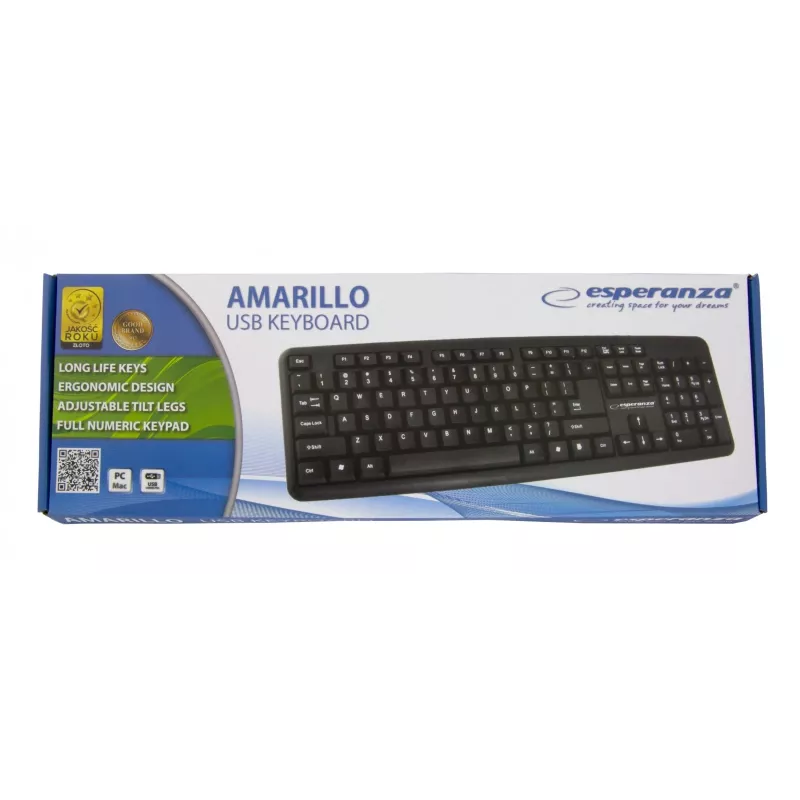 Juhtmega klaviatuur ESPERANZA EK134 täissuuruses 100% USB, must, 1,45 m kaabel