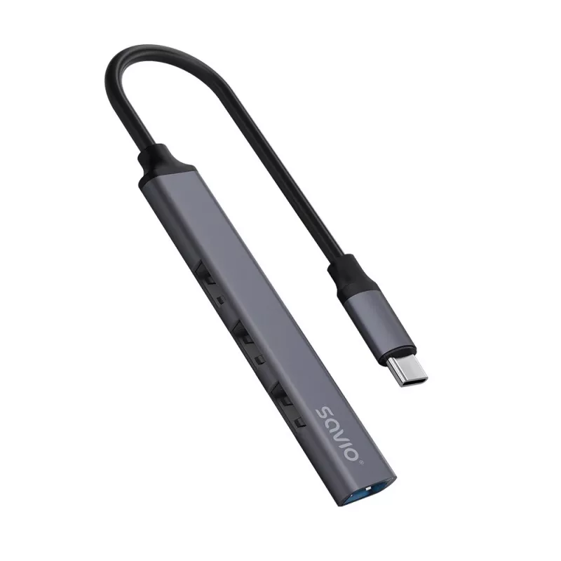 USB 3.0 4-pordiline liidesejaotur SAVIO AK-71 USB-C-hostiga, 5000 Mbit/s, 2-aastane garantii