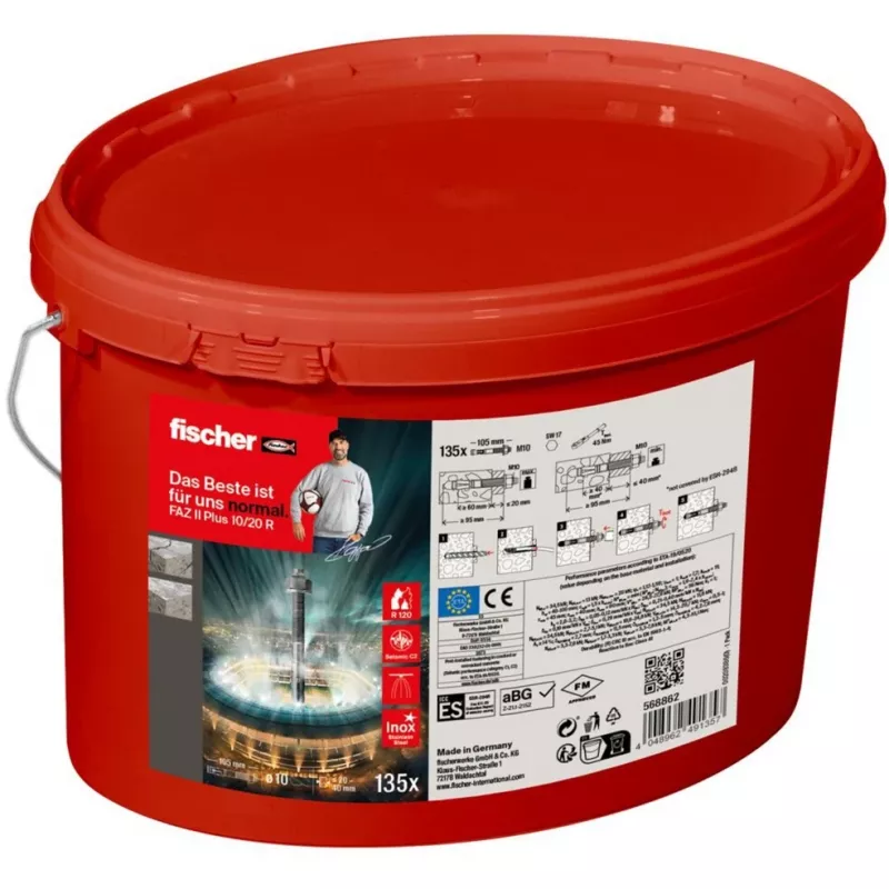 Roostevabast terasest poldiankur FISCHER FAZ II Plus 10/20 R — 135 tk, ämber