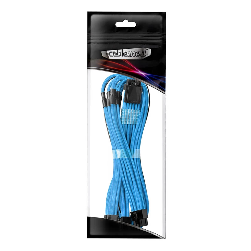 CableMod C-Series PRO ModMesh 12VHPWR kuni 3x PCI-e kaabel Corsairile - 60 cm, helesinine