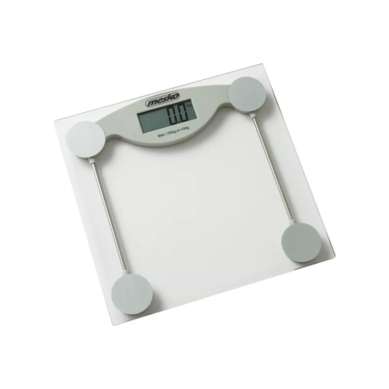 Elektrooniline isiklik kaal Mesko MS 8137 — 150 kg kandevõime, 100 g täpsus, valge/läbipaistev