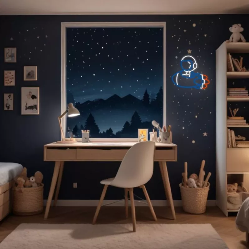 Dekoratiivne neoonvalgusti MANTA SNL90MT Style Neon Lights — Astronaut raketil motiiv