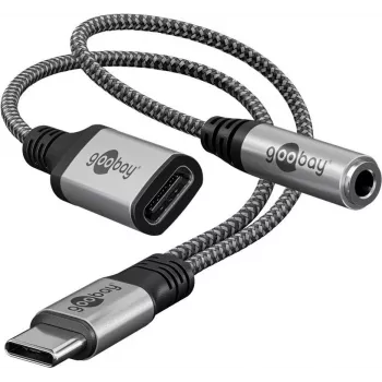 Goobay Adapter USB-C™ to USB-C™ and jack, 3,5 mm AUX (74524)