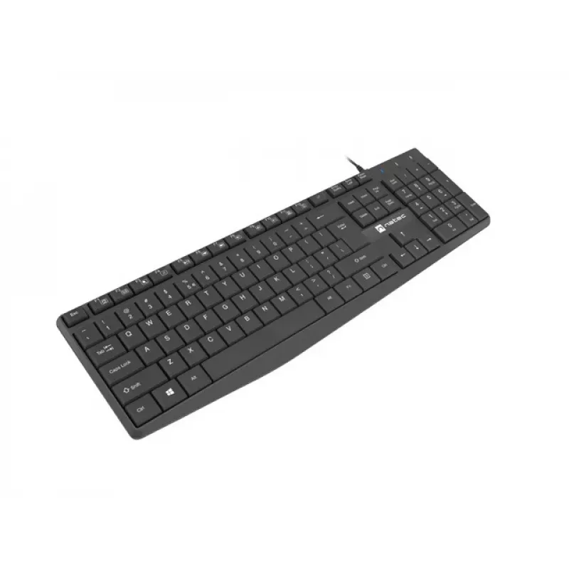 Juhtmega täissuuruses klaviatuur NATEC NAUTILUS NKL-1950 — USB, QWERTY US International, 105 klahvi, must